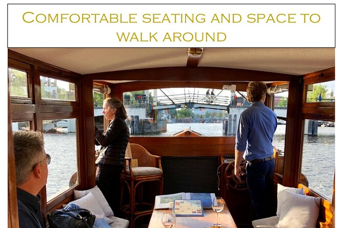 Amsterdam small-group canal cruise in 1920s saloon boat - Comfort Setup: Blankets, Covered Seating, and Optional Drinks
