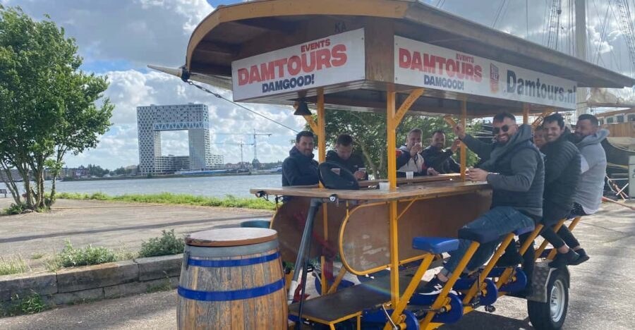 Amsterdam: The Original BUBBLES & BIKE Private Prosecco Tour - Getting there: meeting point under the viaduct, behind the bus stop